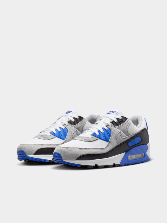 Nike Men's Air Max 90 White/Grey/Blue Sneaker